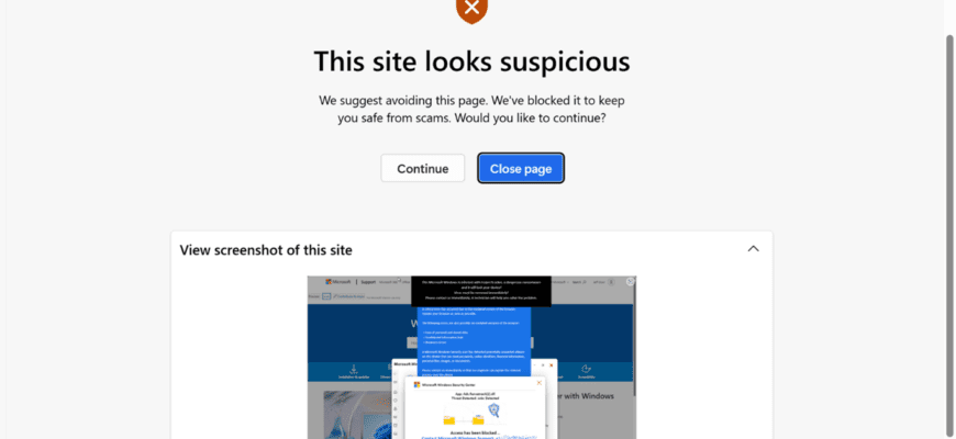Microsoft Edge добавил защиту от scareware-мошенников